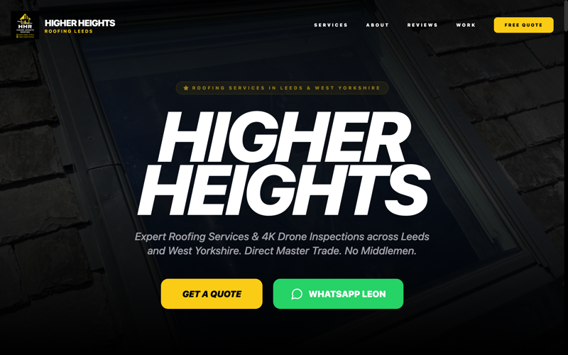 Higher Heights Roofing website